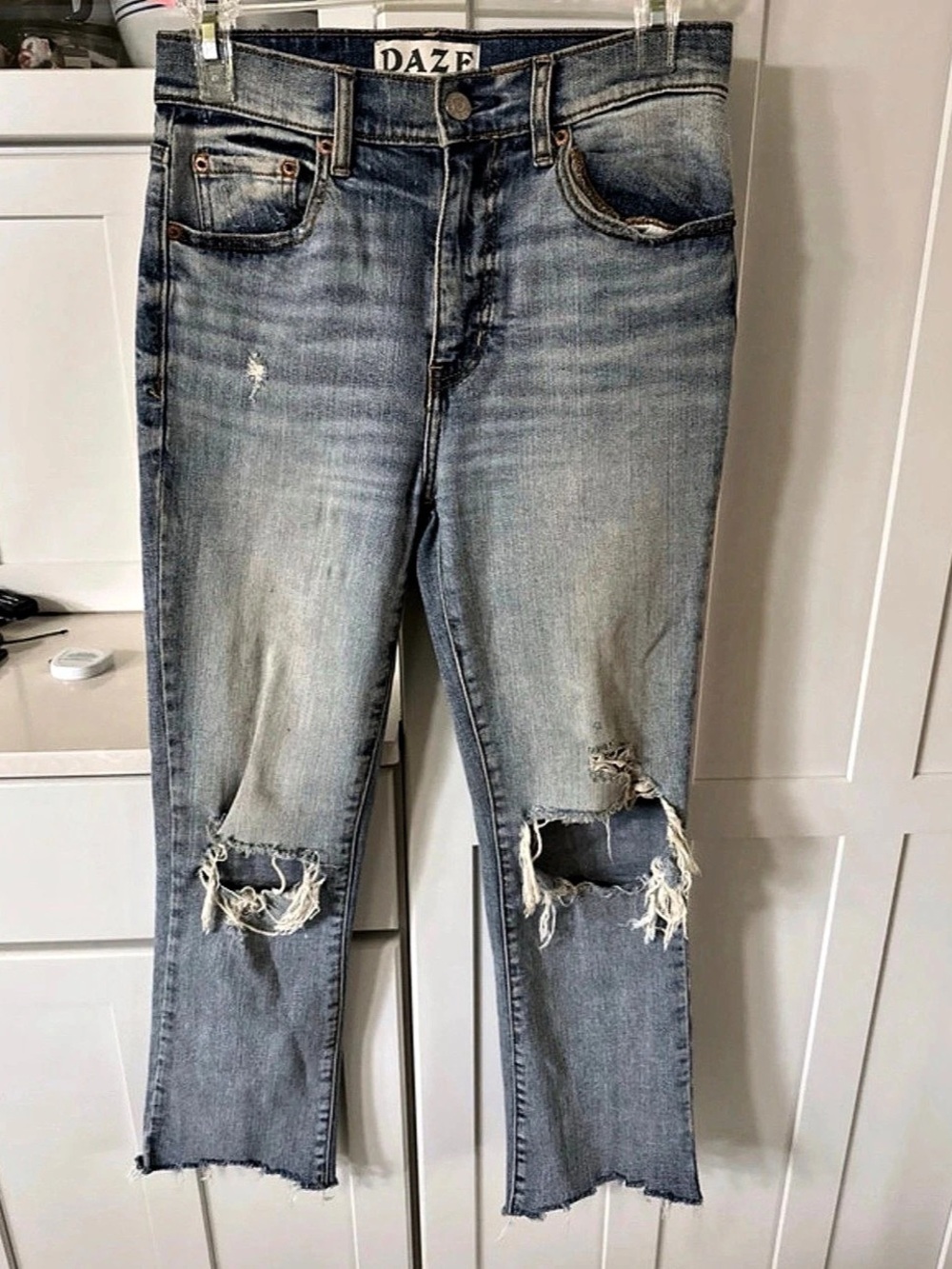 DAZE Distressed Skinny Jeans Blue Waist 24